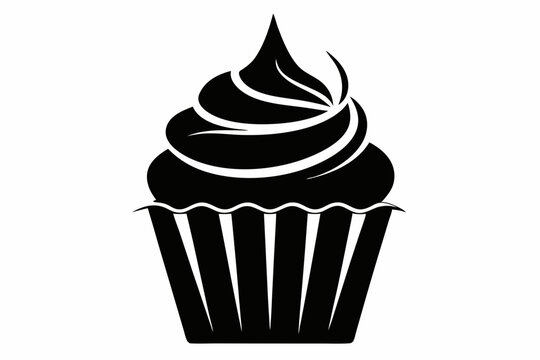 recommend clip art: cupcake silhouette vector, white background