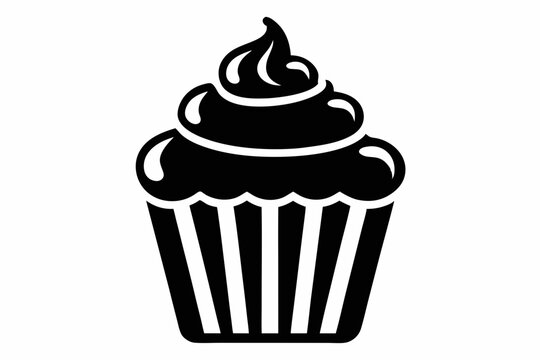 recommend clip art: cupcake silhouette vector, white background