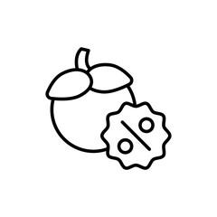 Mangosteen sale outline icons, minimalist vector illustration ,simple transparent graphic element .Isolated on white background