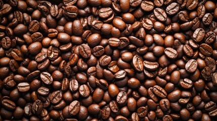 Fototapeta premium Aromatic Coffee Beans Overflowing in Abundance, Creating a Rich and Inviting Atmosphere in a Traditional Coffee Shop Setting