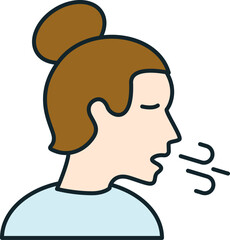 Young woman coughing showing symptoms of flu or allergy