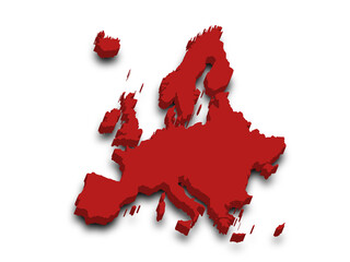 3d render map of Europe with borders, Europe continent administrative map with color on white background. EU, European map