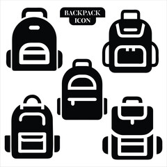 Bag icons design template vector isolated, backpack icon symbol sign, The best backpack icon set design silhouette 