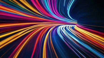 Obraz premium Dynamic Abstract Light Trails in Motion - Vibrant Multicolored Streaks on a Dark Background