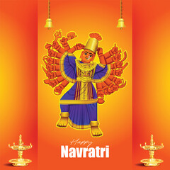 Obraz premium seat of power (Shakti peeth) Goddesses saptashrungi, Navratri Festival maharastra