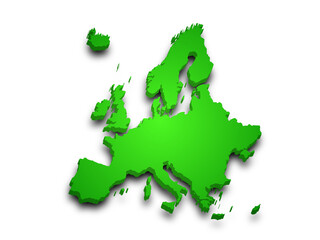 3d render map of Europe with borders, Europe continent administrative map with color on white background. EU, European map
