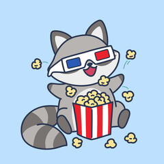 Cute Raccoon Cartoon Illustration Vector