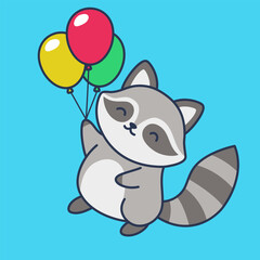 Cute Raccoon Cartoon Illustration Vector
