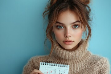 Young woman holding calendar