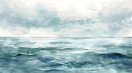  watercolor strokes in soft blues and greens depicting with a subtle wave patterns
