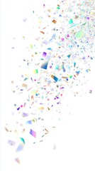 Naklejka premium Flying holographic confetti on white background for festive celebrations