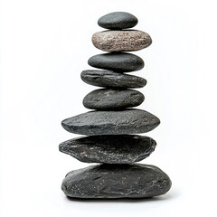 stacked rock. rock balancing on isolated white background