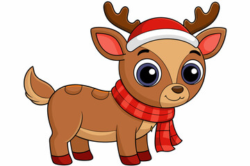 christmas reindeer with red ribbon