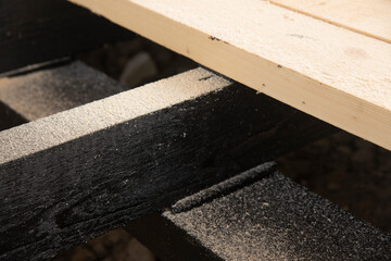 Waterproofing of wooden boards.