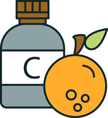 Vitamin c supplement bottle with orange providing immunity boost