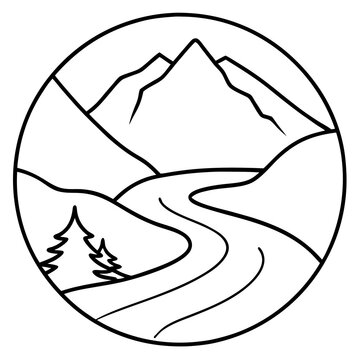 recommend clip art: river mount outline coloring book page line art drawing