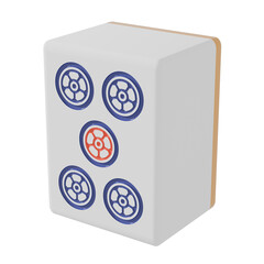 右斜め上から見た麻雀牌(ウーピン)