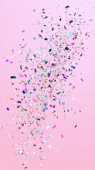 Naklejka premium Holographic confetti celebration on pink background for festive designs