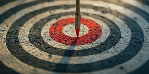 A close-up view of an arrow hitting the center of a target, symbolizing precision, focus, and achievement in archery.