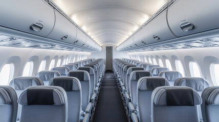 誰もいない航空機のキャビン