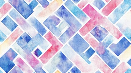 Abstract seamless geometric watercolor pattern