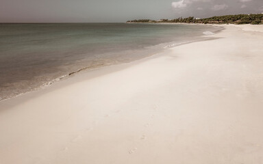 Tropical Caribbean beach clear turquoise water Playa del Carmen Mexico.