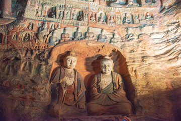 Giant Buddha statue at Yungang Grottoes in Datong, Shanxi