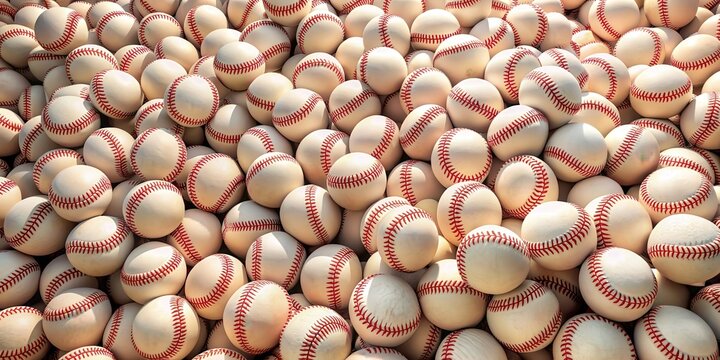 Baseballs pile panorama,  of panoramic view of hundreds of baseballs , baseballs, sports, panorama, , round, equipment, sport