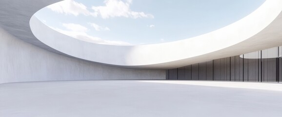 Fototapeta premium Minimalist modern architecture design with circular open roof