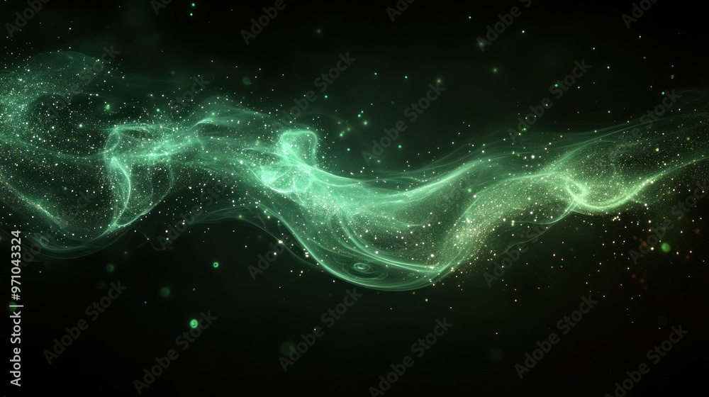 Canvas Prints abstract green smoke with glitter