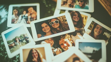Obraz premium Nostalgic memories of friendship captured in polaroid photos