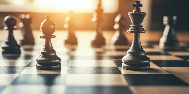 A strategic chess game in progress with pieces set on a wooden board, showcasing the intensity of competition and concentration.