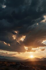 sunset in the mountains