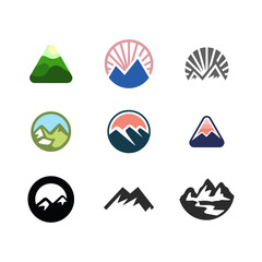 Set of Mountain logo, Peak logo design vector template