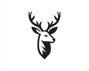 Deer logo vector template. Deer head icon symbol vector illustration. Deer silhouette logo black and white.