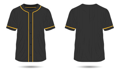 Black baseball jersey uniform mockup front and back view