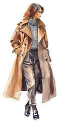 PNG Stylish woman in trench coat