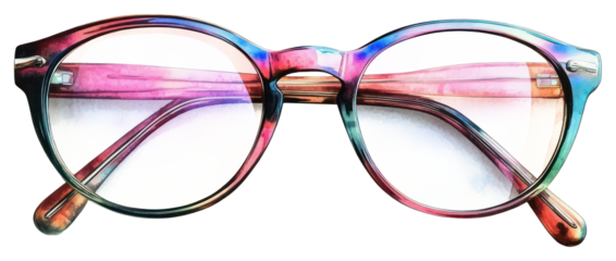 PNG Colorful vintage round eyeglasses illustration