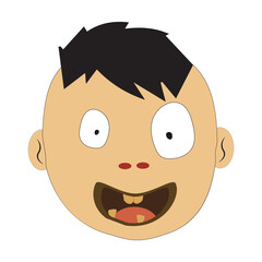 Zombie face Expressions illustration, cartoon zombie faces with different emotions, happy, confused, neutral, and scared, featuring green skin, messy hair, and bloodshot eyes.