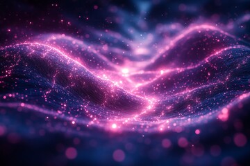 Fototapeta premium Intricate Fiber Optic Cables with Ethereal Light Pulses
