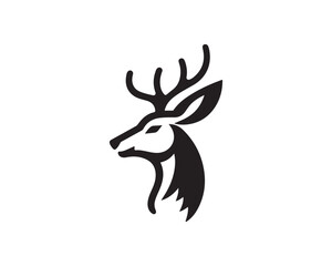 Deer logo vector template. Deer head icon symbol vector illustration. Deer silhouette logo black and white.