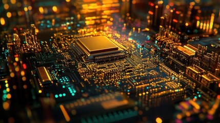 Obraz premium Golden Circuit Board