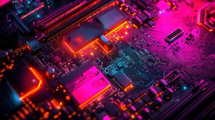 Obraz premium Neon Circuitry: Abstract Design