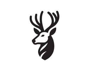 Deer logo vector template. Deer head icon symbol vector illustration. Deer silhouette logo black and white.
