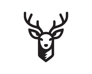 Deer logo vector template. Deer head icon symbol vector illustration. Deer silhouette logo black and white.