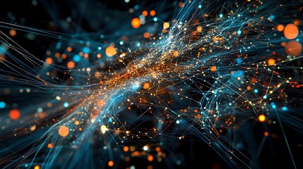 Obraz premium Big data visualization with network nodes and digital lines