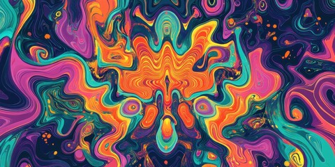 Vibrant abstract art featuring swirling colors, creating a captivating and dynamic visual experience. Perfect for modern decor.