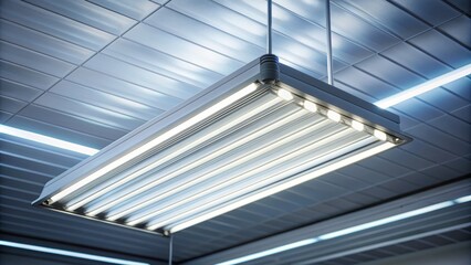 Fluorescent lamp hanging from a modern ceiling , lighting, interior design, electricity, illumination