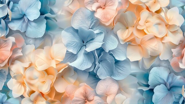 watercolor hydrangea flowers seamless pattern floral background luxury 3d wallpaper premium texture pastel blue pink beige color palette beautiful wedding bouquets digital paper mural art 