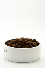 Hunde Trockenfutter freigestellt auf weißem Hintergrund